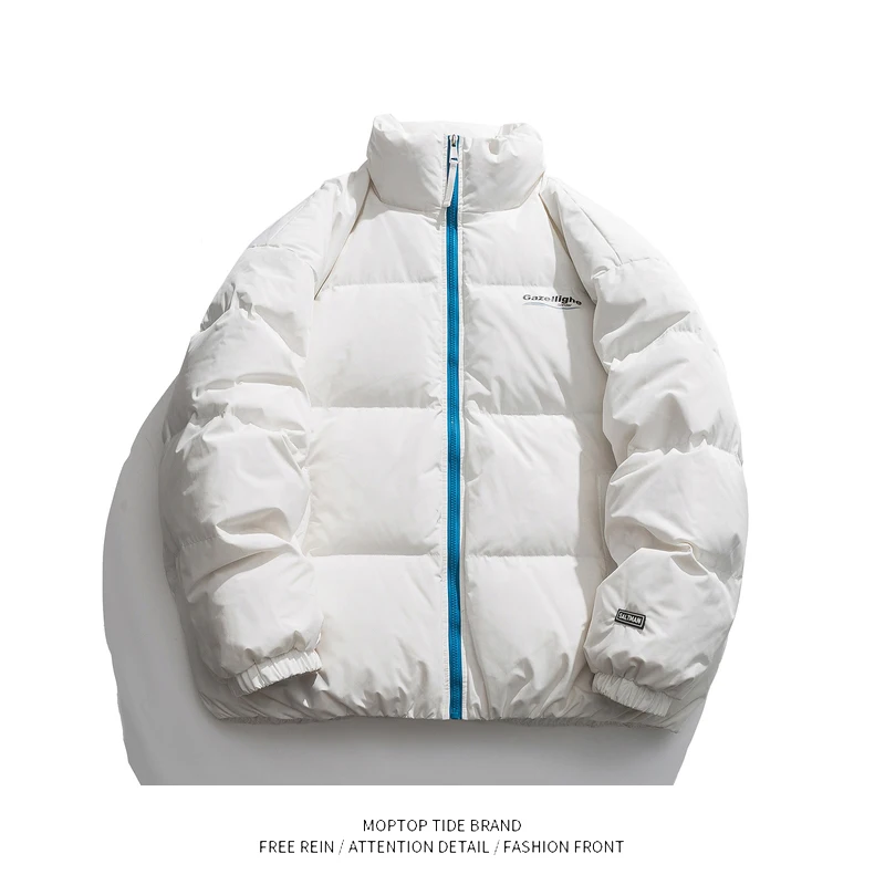 

Мужской однотонный утепленный пуховик с воротником-стойкой, осенне-зимняя модная Свободная Повседневная парка в гонконгском стиле для пар