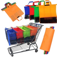 4pcs/Set Reusable Cart Trolley Supermarket Shopping Storage Bags Foldable Reusable Eco-Friendly Shop Handbag Totes