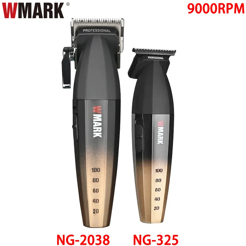 WMARK NG-2038 NG325 Professioneller Friseur-Haarschneider für Herren, LCD-Elektro-Trimmer, 9000 U/min, zwei Geschwindigkeiten, verstellbar, Ganzmetallgehäuse