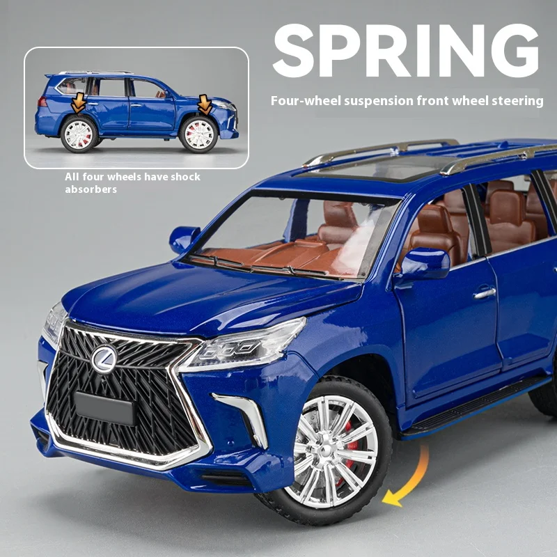 1:24 Lexus LX570 Off Road SUV Alloy Diecast Car Model Computer Desktop Collection Hobby Ornament Gift For Boyfriend Present Box