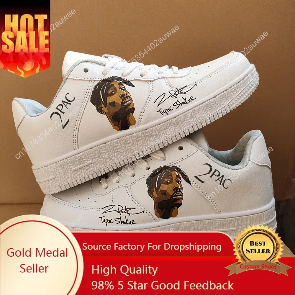 

Tupac Rapper 2Pac moda uomo donna scarpe casual piattaforma maschile Sneakers ragazze Casual kateboarding scarpe appartamenti 3D