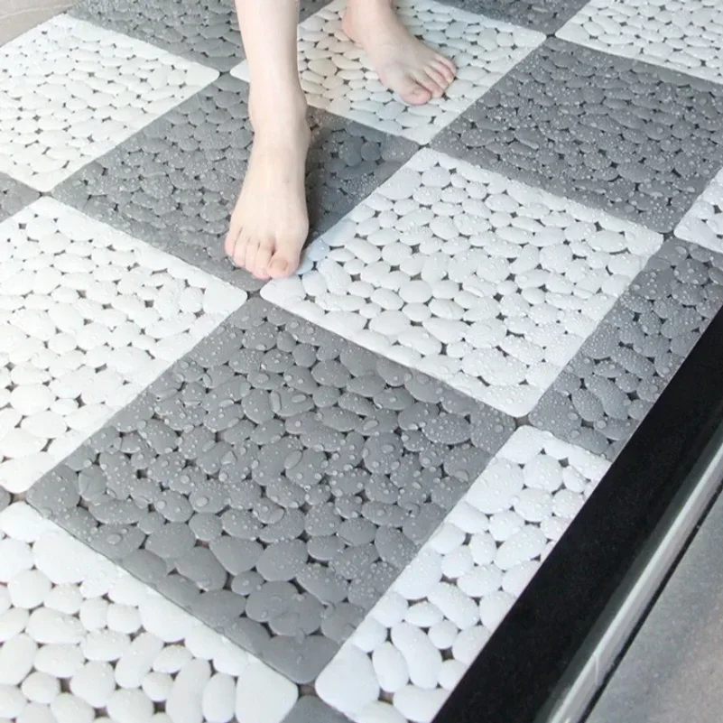 

1/2/4PC Splicable Pebble Shower Mat 30X30cm Waterproof Non Slip Drop Resistant Floor Foot Cushion Mat For Bathroom Toilet