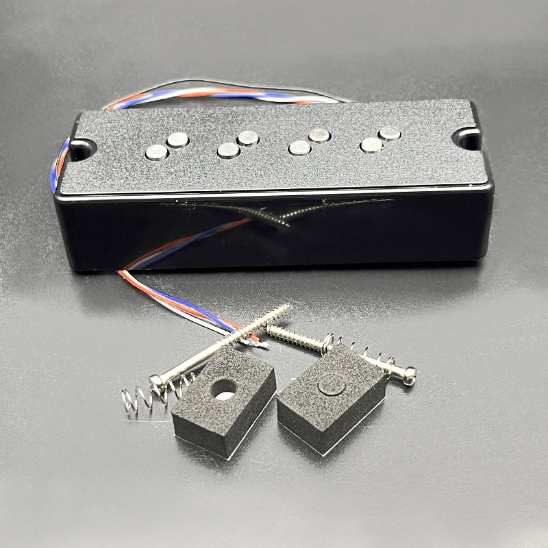 Alnico 5 Stacked Humbucker Pickup for 4-String Bass with Staged Polepiece Noise Reduction 4 Conduct Coil Splitting 17/18.3MM