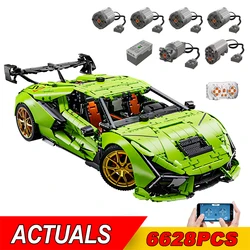 Technical APP Remote Control 1:6 Champions Lambo Aventadorr SVJ Hypercar Building Blocks Bricks Super Speed Racing Car Toys Kids