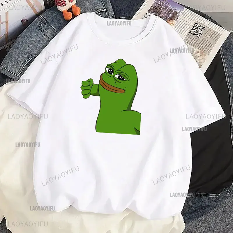 T-Shirt męski zabawna 100% bawełniana koszulka z motywem żaby Unisex z krótkim rękawem Harajuku nadruk Kawaii koszulka codzienna urocza odzież uliczna — zdjęcie 7