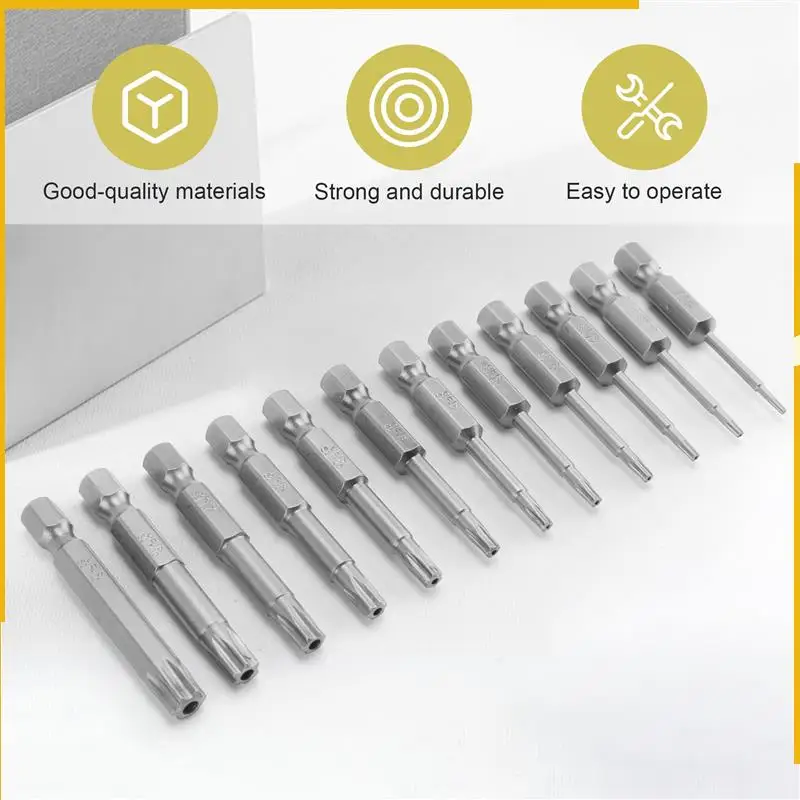 

A92P 12 Pack Torx Head Screwdriver Bit Set 1/4 Inch Hex Shank T5-T40 Star Screwdriver Tool Kit With 1 Pack Handle