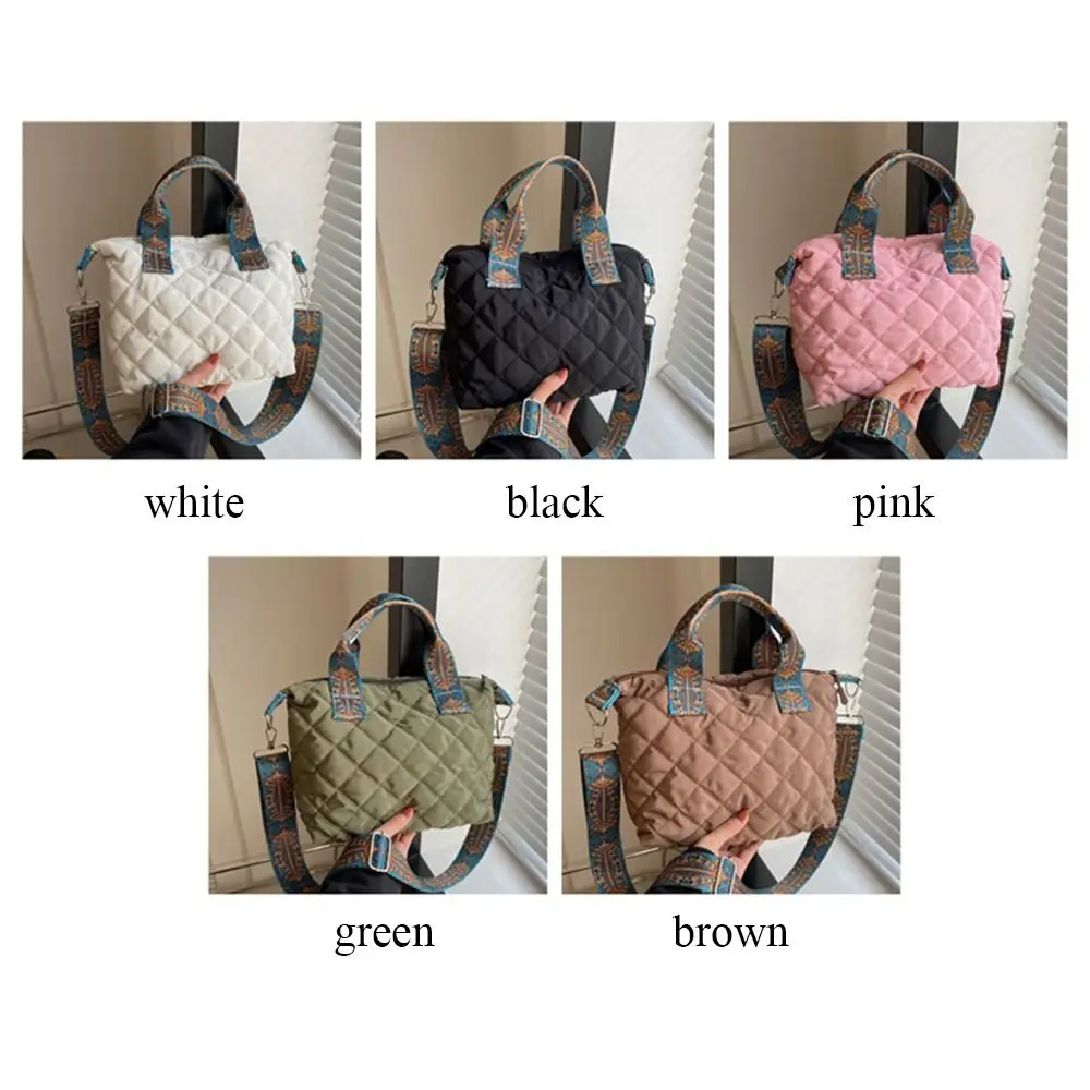 Fashion Women Small Handbags Large Capacity Quilted Tote Bags Down Cotton Padded Shoulder Bags Messenger Bag Girls Underarm Bags