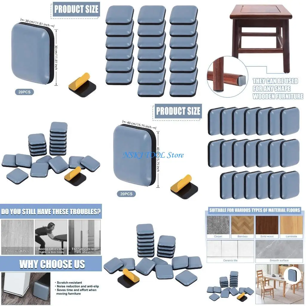 

L8RC Strong Square Pad Noise Reduction Auto Adhesive Protectors
