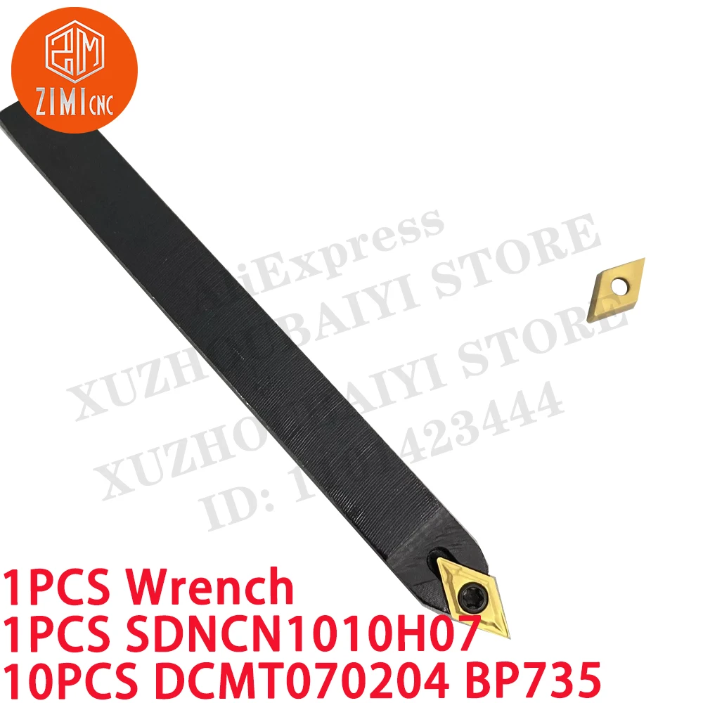 1 PCS SDNCN1010H07 Pemegang Alat Putar 10x100mm + 10 PCS DCMT070204 BP735 Sisipan Karbida CNC Mesin Bubut Logam Mekanik Alat Pemotong