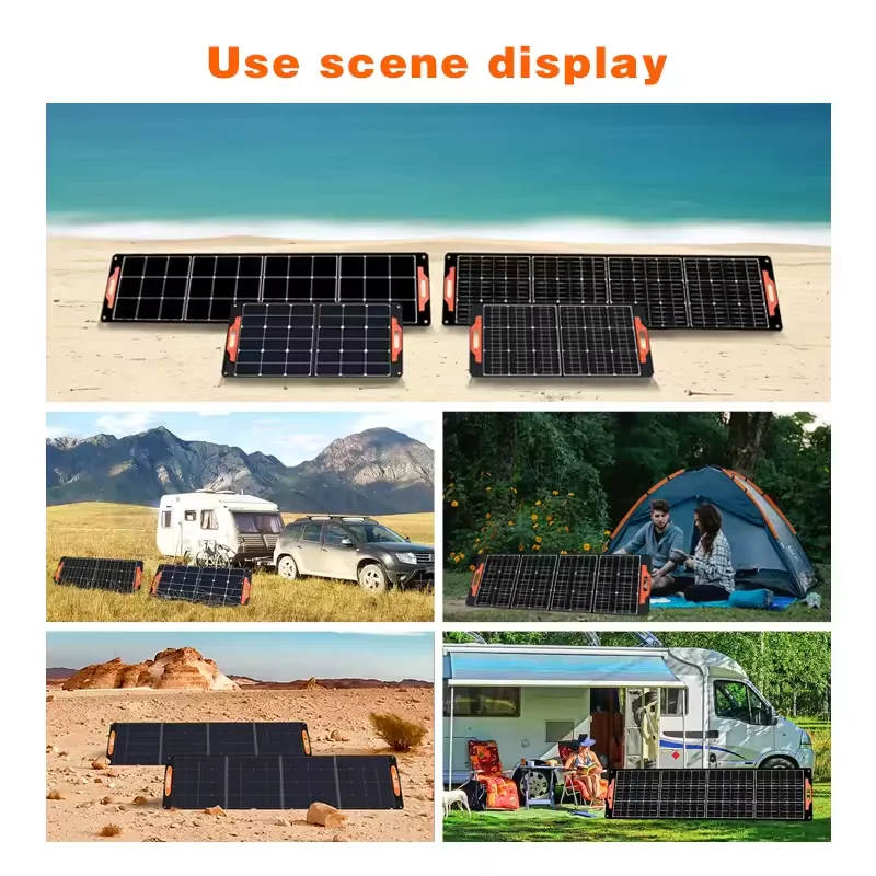 200W 4 Folds ETFE Portable Foldable Solar Panels Mobile Panel Folding Panel for Generator Fridge Power Station Outdoor Freezer