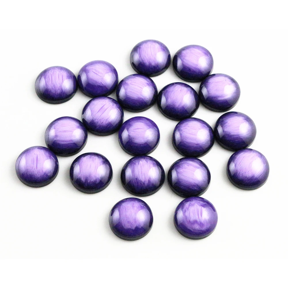 

New Fashion 40pcs 12mm Purple Colors Stylish Brushed Style Flat back Resin Cabochons Cameo-V5-10