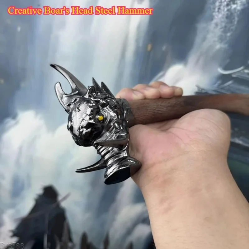 Claw Hammer, Wild Boar Hammer Stainless Steel Novelty Tool, Multifunctional Outdoor Camping Nail Hammer for Men Collectible Gift