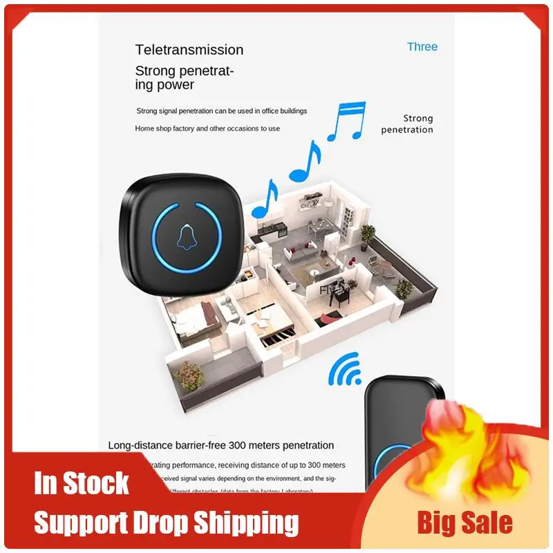 Top Deals Wireless Doorbell Intelligent Welcome Door Bell 300M 60 Songs Melodies Home Smart Doorbell