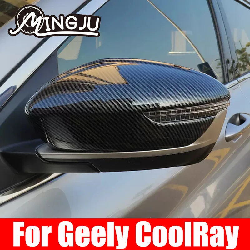 For Geely coolray  2023 2024 2025 Car Rearview Mirror Covers Side Wing Mirror Caps Rain eyebrows Accessories