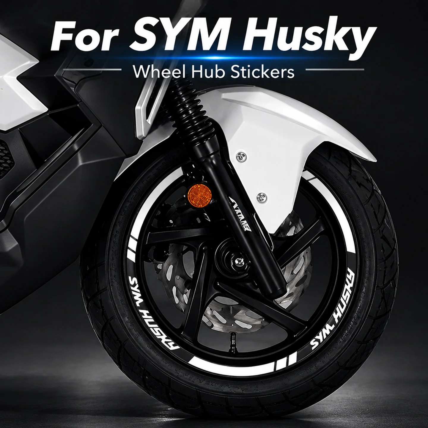 For SYM Husky 200 ADV 150 13'' Reflective Motorcycle Wheel Hub Stickers Moto Adventure Scooter Rim Strip Vinyl Accessories Decal