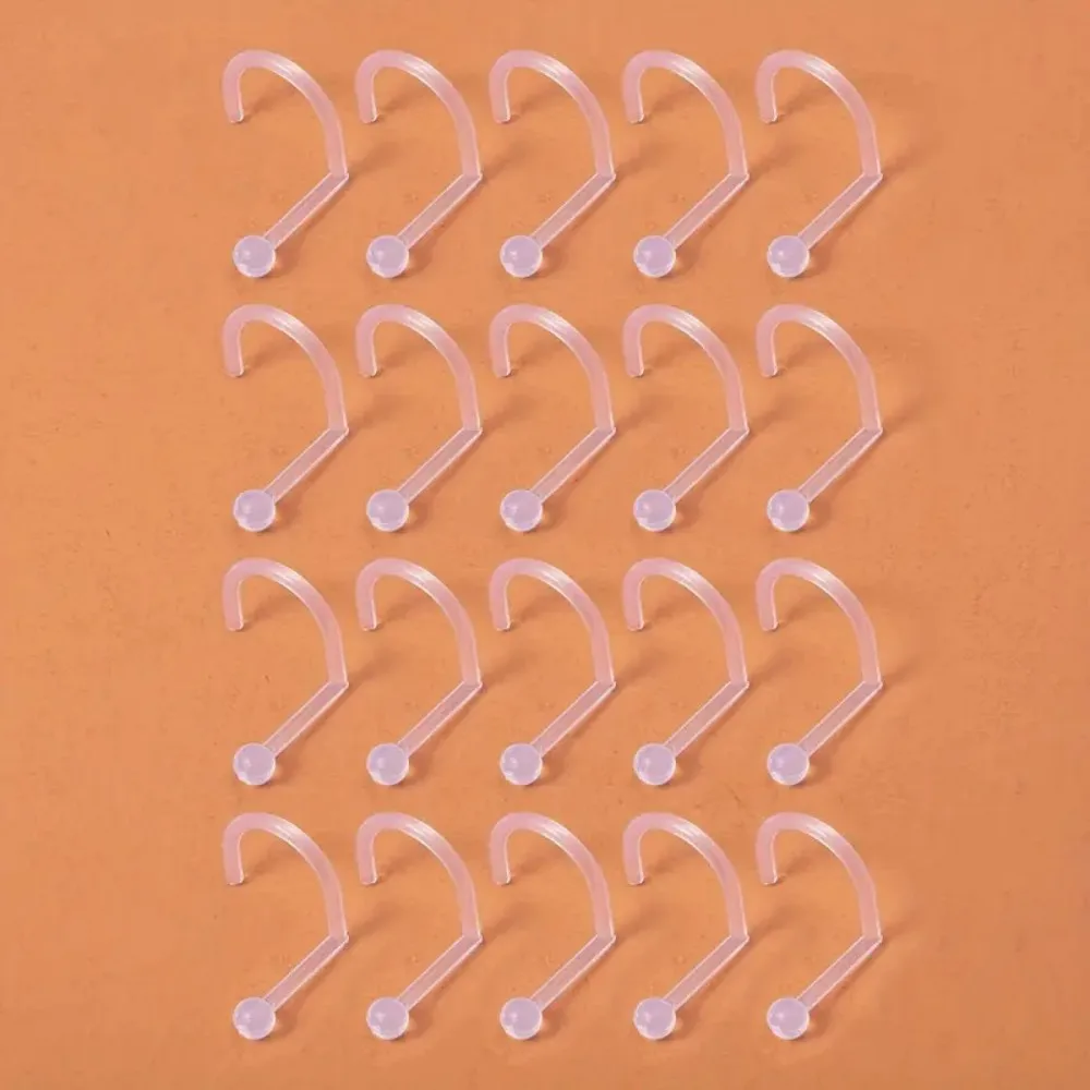 10-100pcs Clear Acrylic Nose Rings Transparent Nose Piercing Stud Earring Screw Invisible Nostril Bar Retainer Body Jewelry
