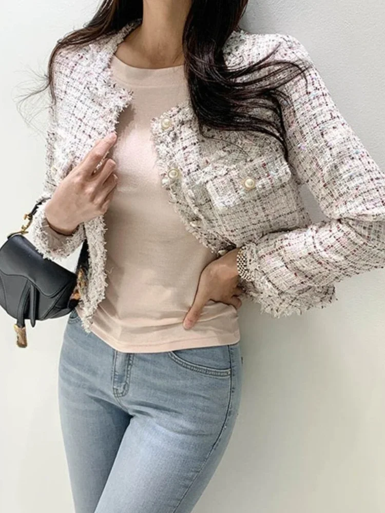 Primavera outono nova versão coreana moda elegante em torno do pescoço aberto cardigan casaco feminino curto engrossado lã malhas jaquetas