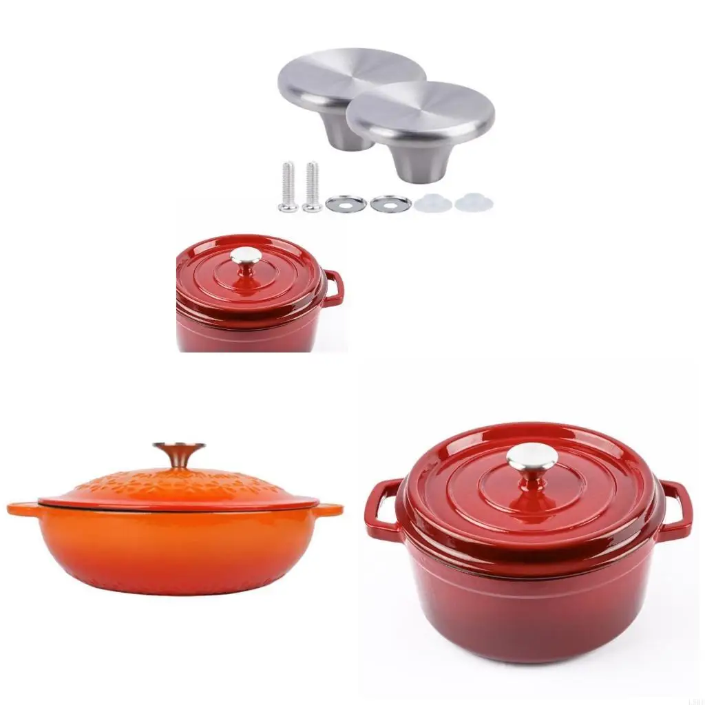 L9BE 2 Sets/4 Sets Dutch Oven Knob Stainless Steel Pot Pan Lid Cover Handle Replacement Accessories Kits Kitchen Cookware
