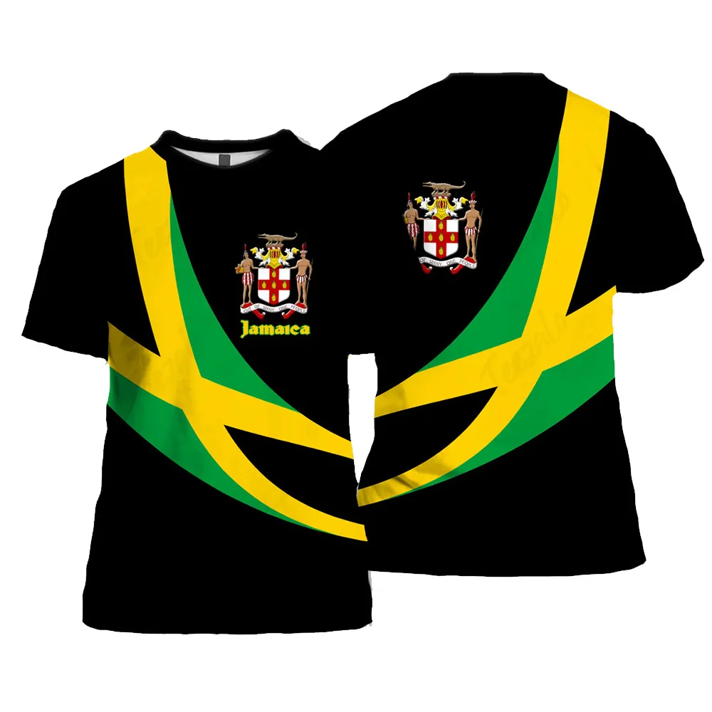 Jamaica Flag Lion Emblem Graphic T Shirt For Men Clothing 3D Jamaican Pride Printing T-Shirt Tops Tee Shirts Fashion Streetwear