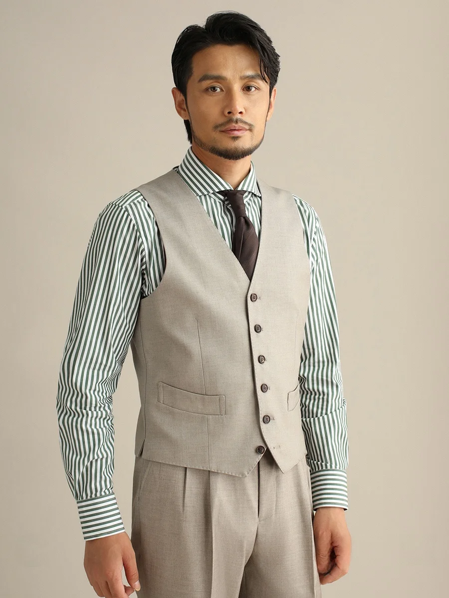 

Cultum Autumn V-neck Single Button Men's Business Casual Slim Fit Suit Vest Side Split Fashionable Polyester Blend