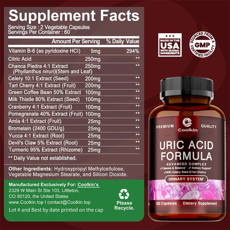 Uric Acid Cleanse Formula - Supports Joint Health and Uric Acid Balance, Effectively Detoxifies & Cleanses, Enhances Immunity