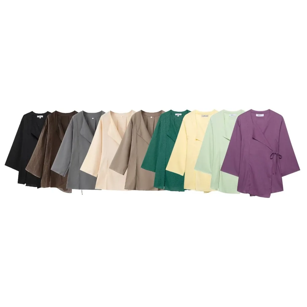 

Лето 2022, женское льняное кимоно, блузка, брюки, комплекты Ins, пальто-кроссовер, модные длинные брюки, костюм, женские комплекты из двух предметов