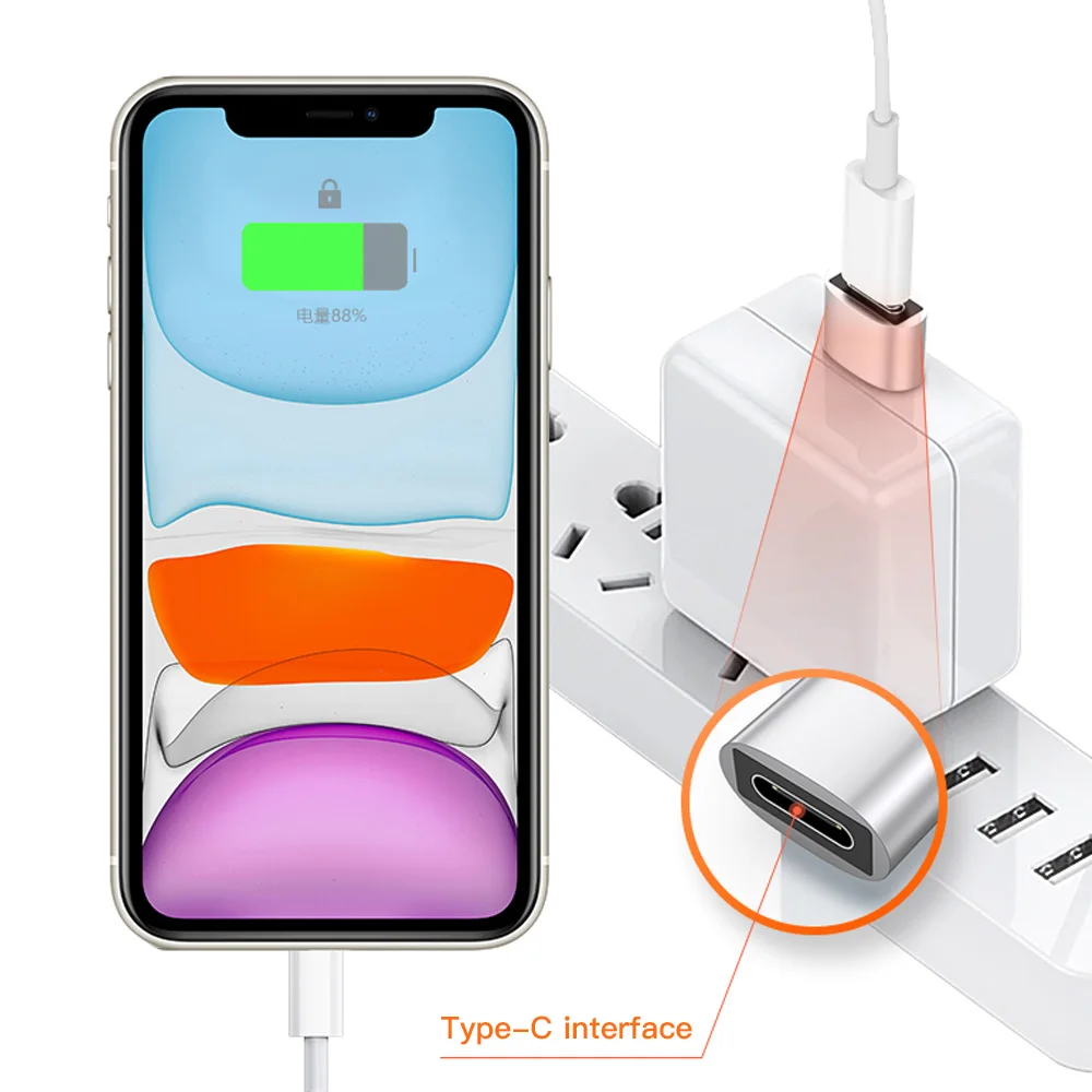 3 قطعة USB إلى نوع C OTG محول الشحن آيفون 14 13 12 برو ماكس USB-C إلى USB نوع-c أنثى محول لباد سامسونج محول