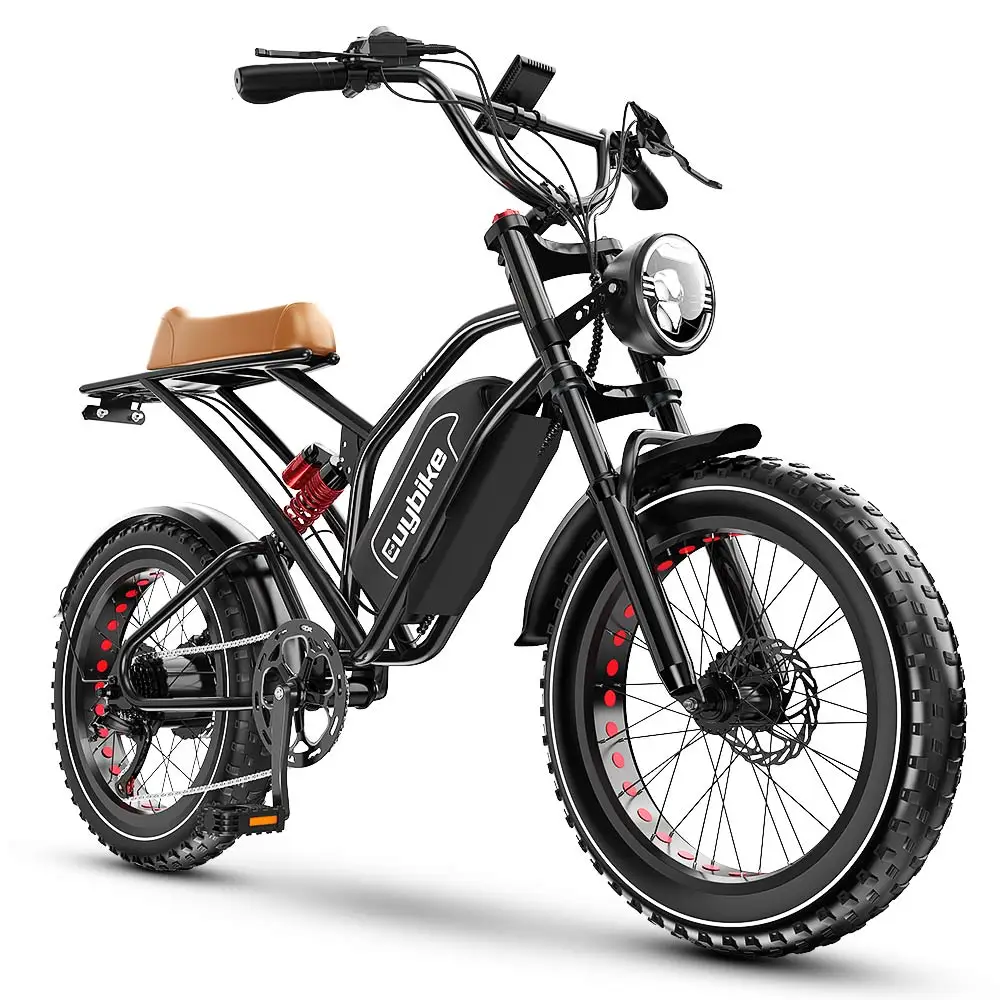 Lightweight Adult Electric Bike, 1000W, 48V 25Ah Removable Battery, 35MPH Top Speed, 7-Speed ​​Transmission, 20 Wide Tire Electr