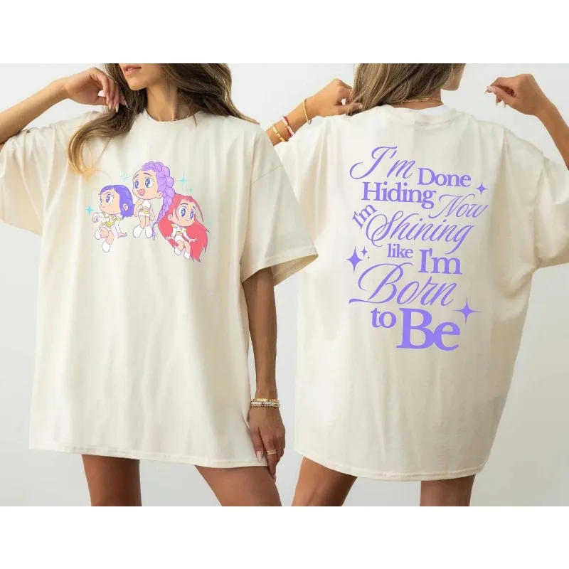

K-Pop Zoey Mira Rumi Summer Girls Outfits Cartoon T-shirt Kawaii Korean T Shirt Cotton Short-sleeve Printed Tshirt Streetwear