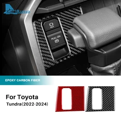 Real Soft Carbon Fiber Sticker For Toyota Tundra 2022 2023 2024 2025 Car Handbrake Switch Interior Trim Decor Accessories LHD