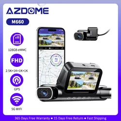 AZDOME 360 °   대시캠 M660 전후방 차량 내부 카메라 5G WiFi GPS 4채널 차량용 블랙박스 IR 야간 투시 2.5K+1K+1K+1K