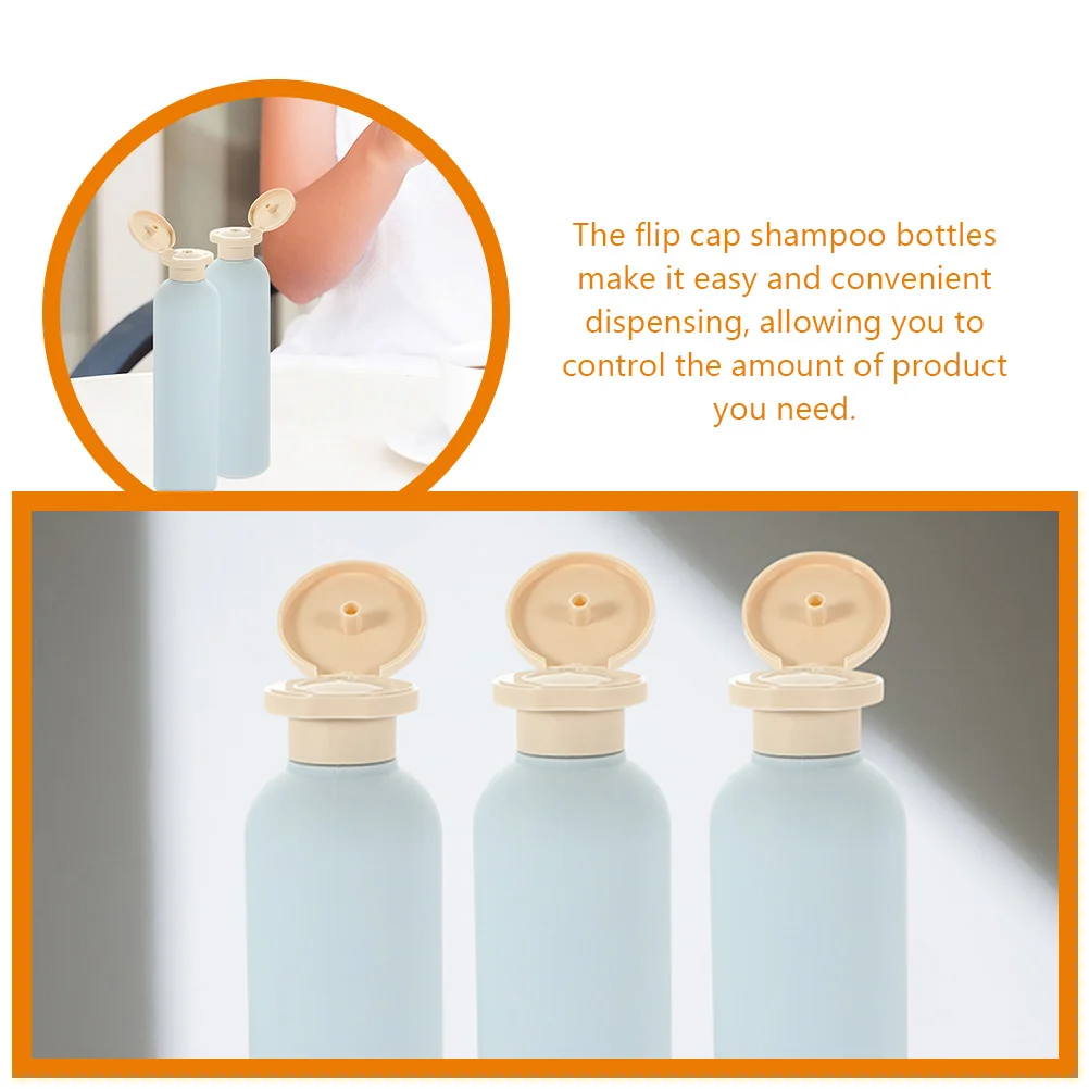 3 Pcs Light Blue Flip-top Lotion Bottle 260ml Shower Gel Shampoo Travel Bottles Leak Proof Squeeze Soap Dispenser