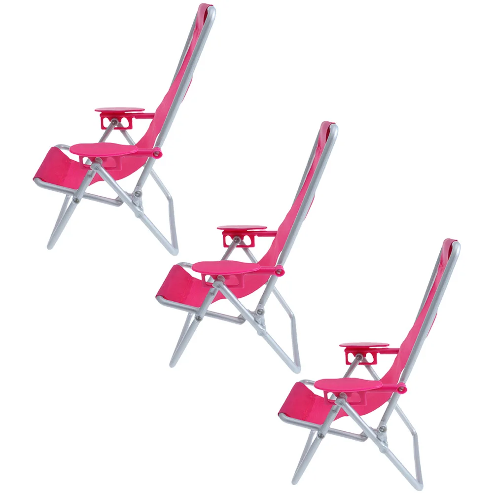 3Pcs Miniature Lounge Chair Detailed Craftsmanship Ideal for Mini House Beach Scene Decoration Foldable Space Saving