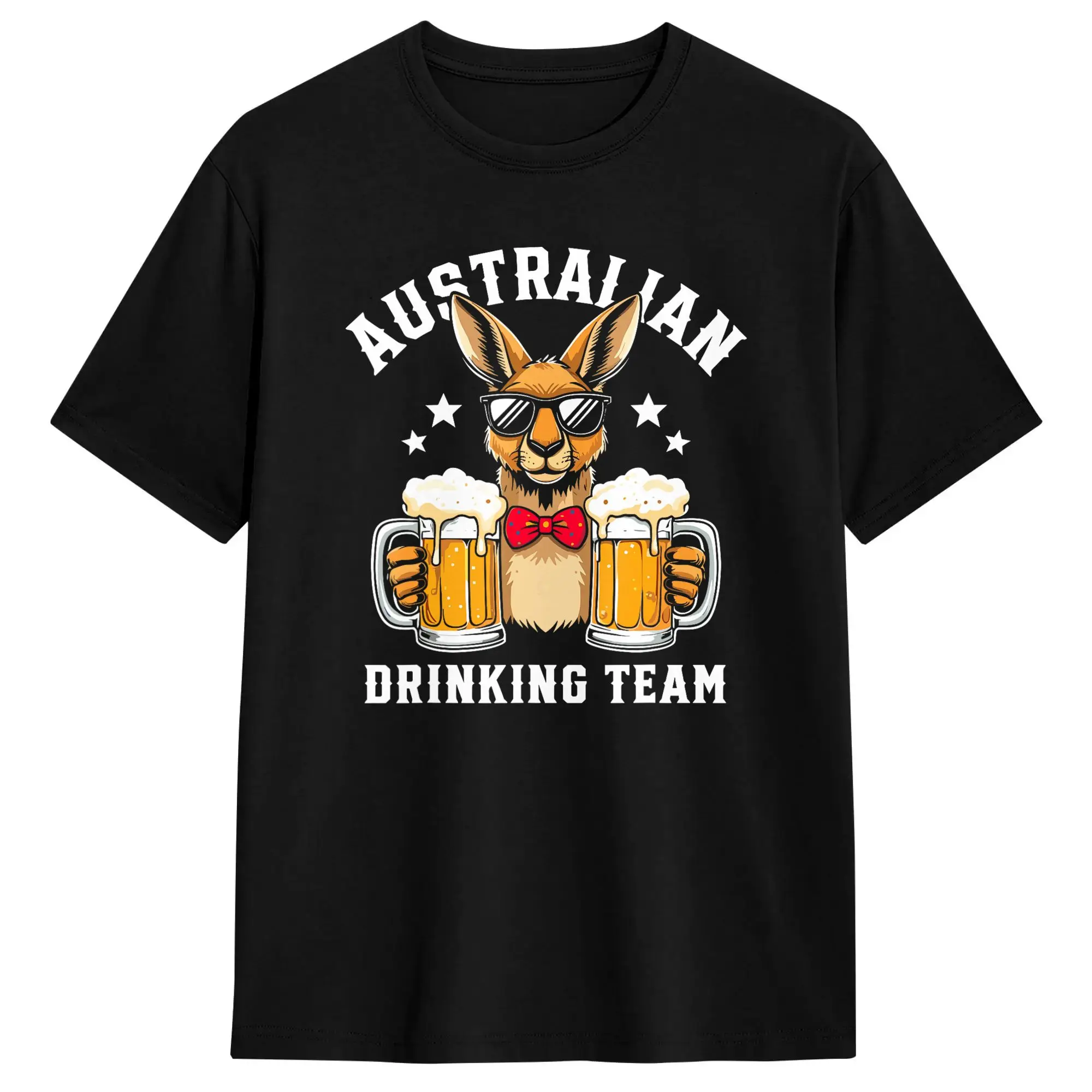 Streetwear T-Shirt Australian Drinking Team  Funny Kangaroo with Beer Cotton T Shirts  Novelty Tee Shirt for Men Summer Y2K Tees