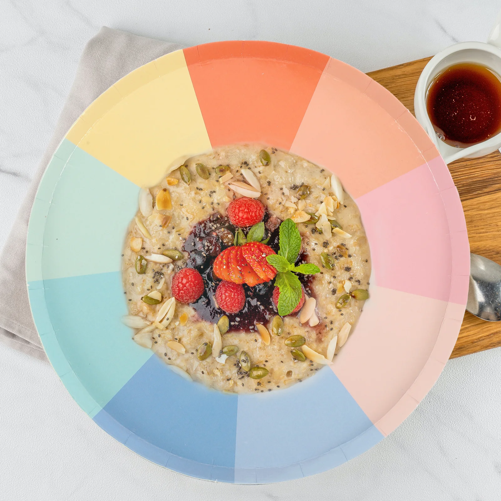 

50pcs Rainbow Paper Plates 7inch Colorful Disposable Party Supplies Birthday Picnic Decoration Multi Use Cake Fruit Dinner