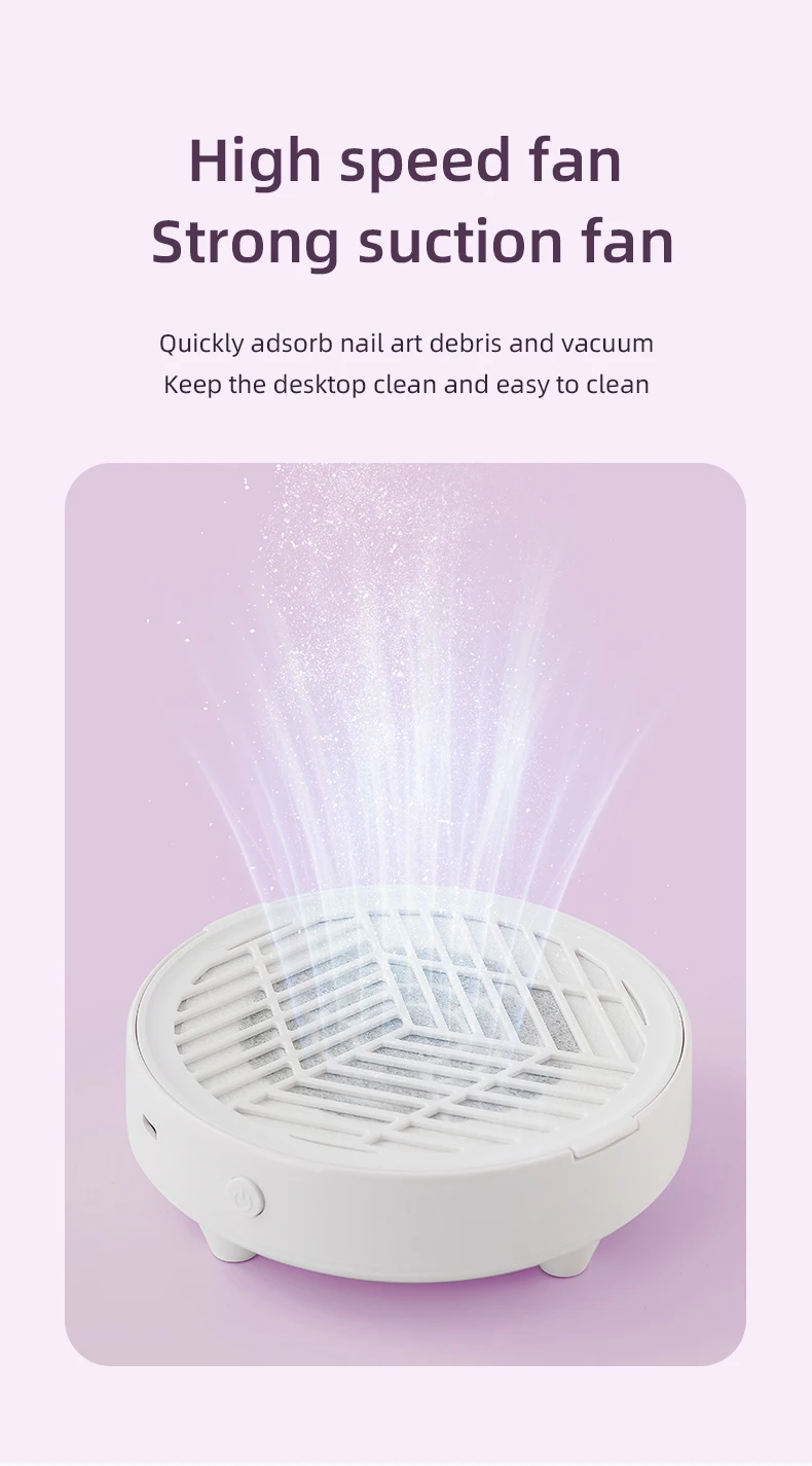 New Mini Nail Dust Collector Extractor Fan Professional USB Powerful Nail Vacuum Cleaner With Remove Paper Filter Nail Equipment