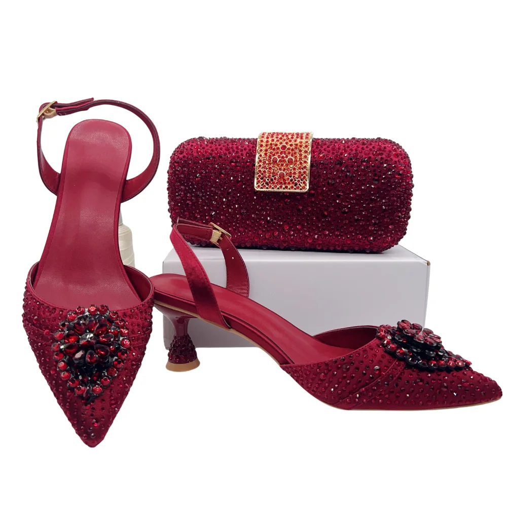 Women's Clutch Bag and Shoes Fairy Diamond High Heels Stylish Dress Shoes Pointed Toe Stiletto Heels Elegant Party Wedding Shoes