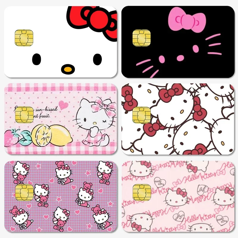 New Hello Kittys Credit Debit Card Sticker Kawaii My Melody Poker Sticker Cartoon Waterproof Stickers Big Small Chip Sticker