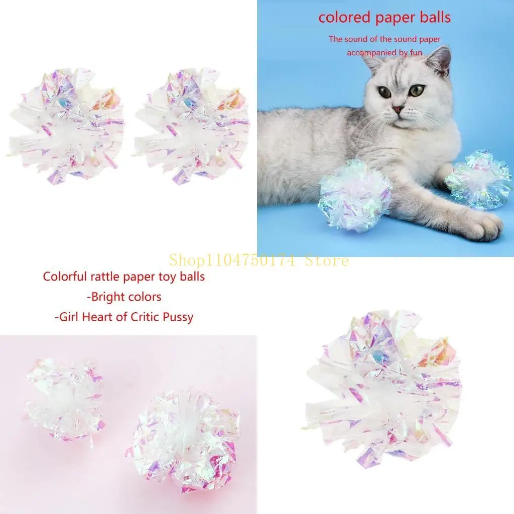 2-Piece Crinkle Balls for Cat Mylar Ball Kitten Toy with Rustling Sound top sale