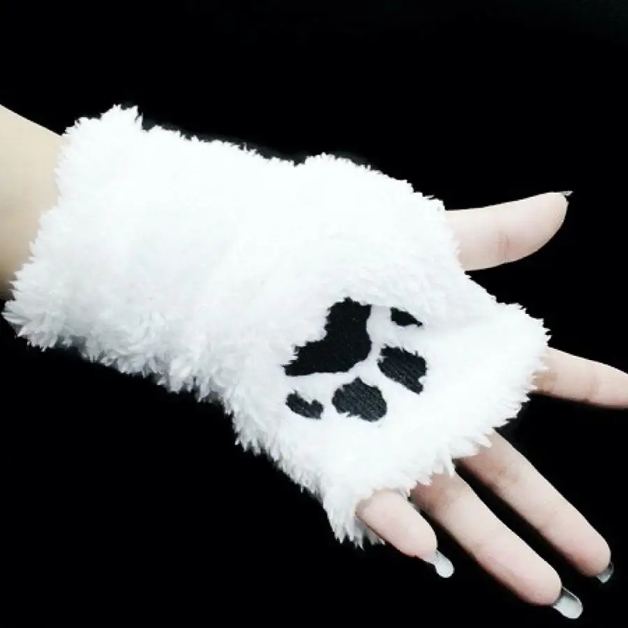 Japanese Two-dimensional Punk Gloves Women's Soft Warm Yabi Plush Man Women Couples Cute Cat Paw Embroidery Warm Gloves Student
