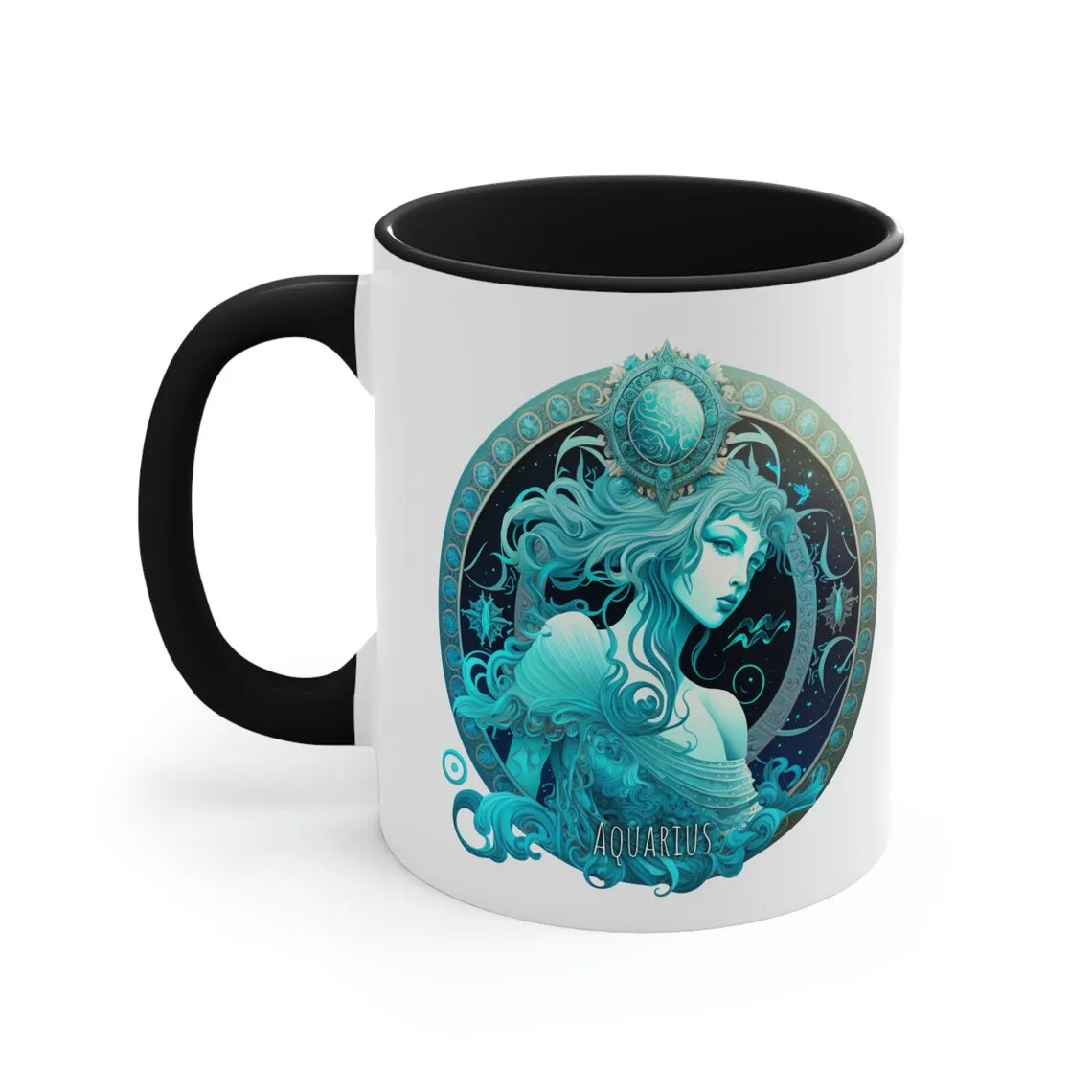 Zodiac Sign Coffee Mug, Ancient Greek Zodiac Constellation Black Accent Mug, Astrology Color Mug Friends Birthday Gift Mug