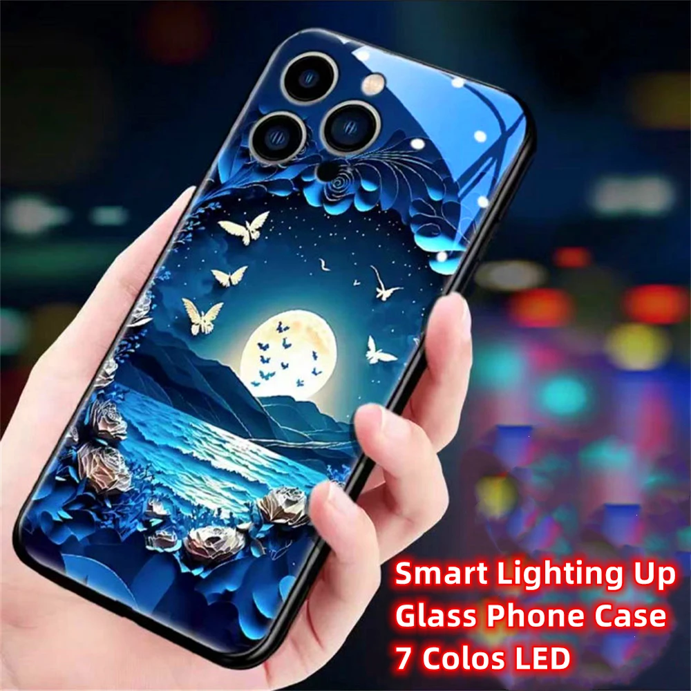 Auspicious Clouds LED Calling Light Flash Phone Case Smart Luminous Cover For Samsung S26 S25 S24 S23 S22 S21 S20 FE Plus Ultra