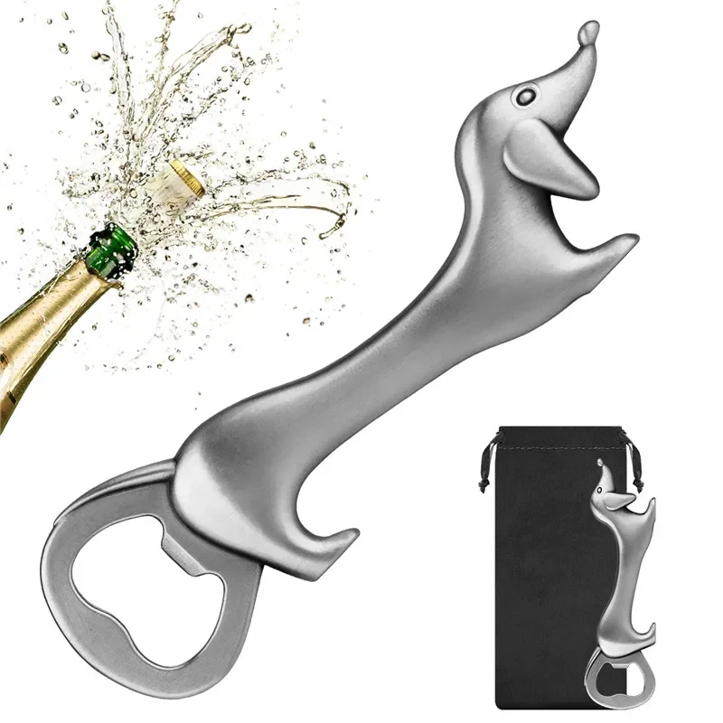

Прекрасная металлическая открывалка для пива в форме таксы, открывалка для бутылок, кухонный бар, аксессуары, украшение, подарочный набор для свадебной вечеринки с сумкой
