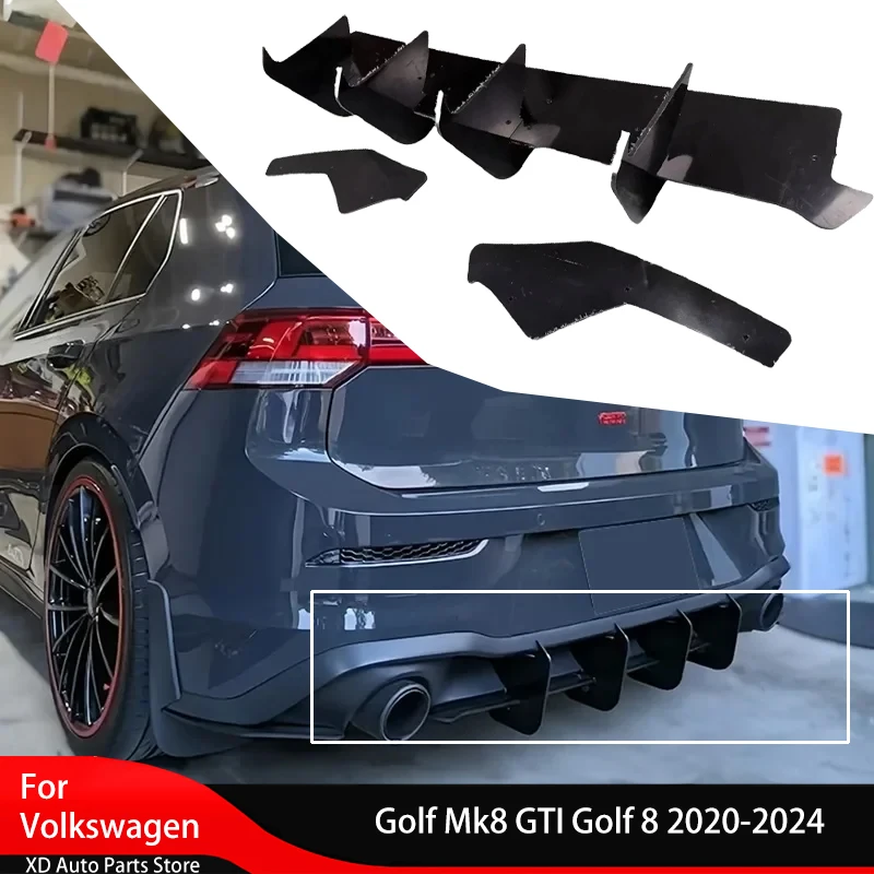 

Rear Bumper Lip Diffuser Splitter for Volkswagen Golf Mk8 GTI Golf 8 2020-2024 Bumper Shark Fins Fender Canards Body Kit