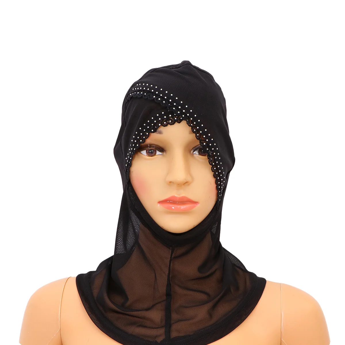 Sciarpa copri collo hijab musulmano elasticizzato leggero in rete traspirante con copertura completa in tinta unita regolabile color caffè