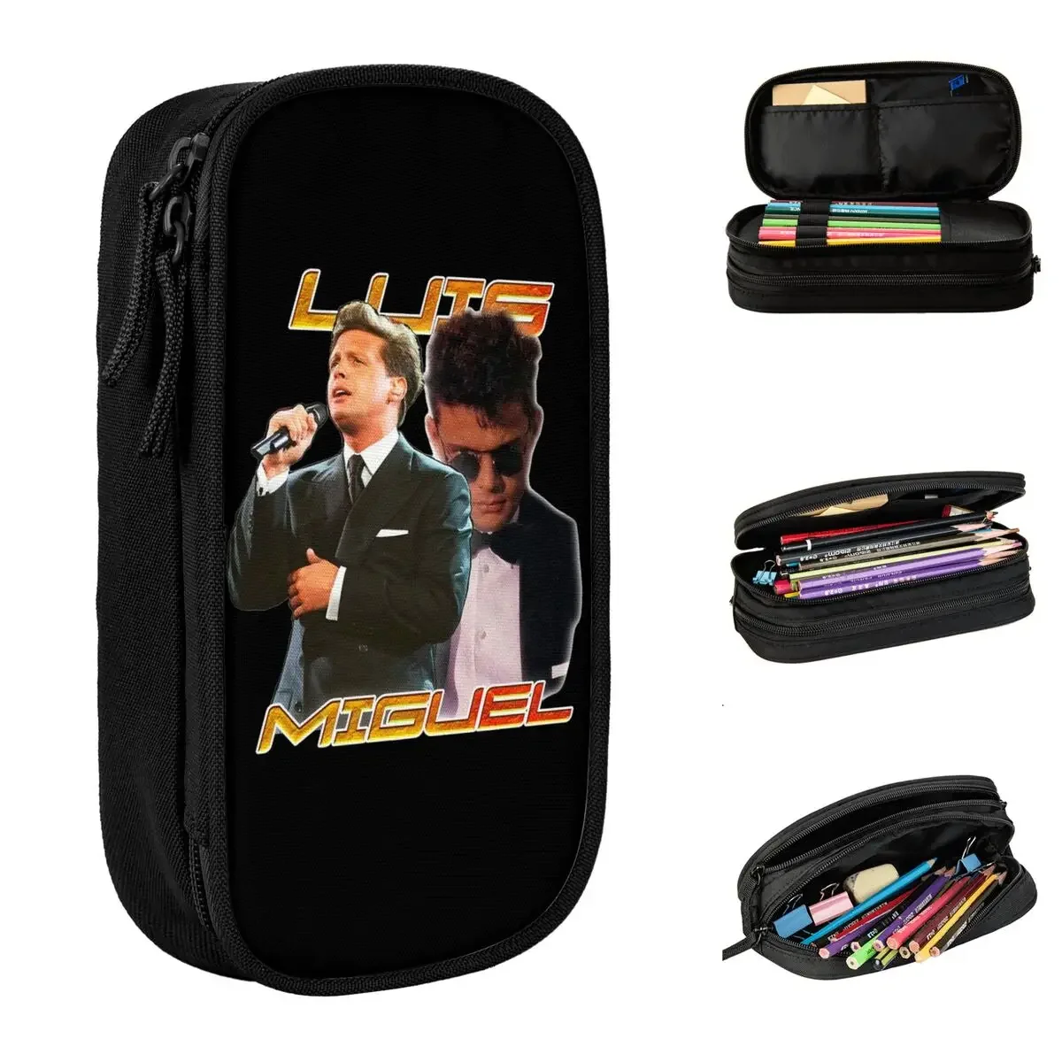 

Retro Luis Miguel Bootleg Pencil Cases Hip Hop Mucisian Tour Pen Box Bags Girl Boy Large Storage Office Gift Pencil Box