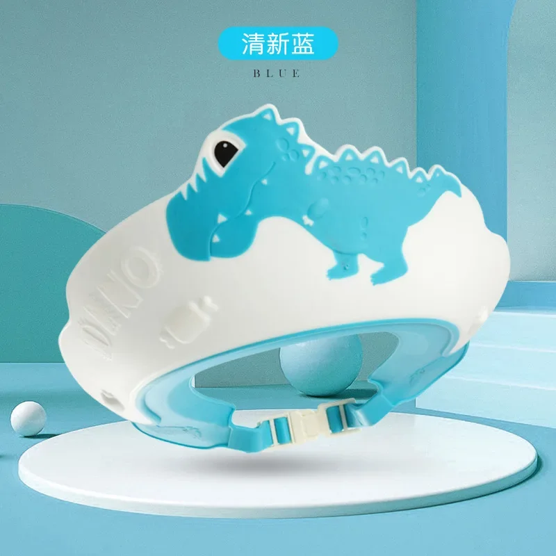 Bonnet de bain réglable pour bébé, bonnet de douche dinosaure, bonnet de shampoing mignon, bonnet de protection des yeux, couronne de soins, chapeau de lavage des cheveux pour enfants