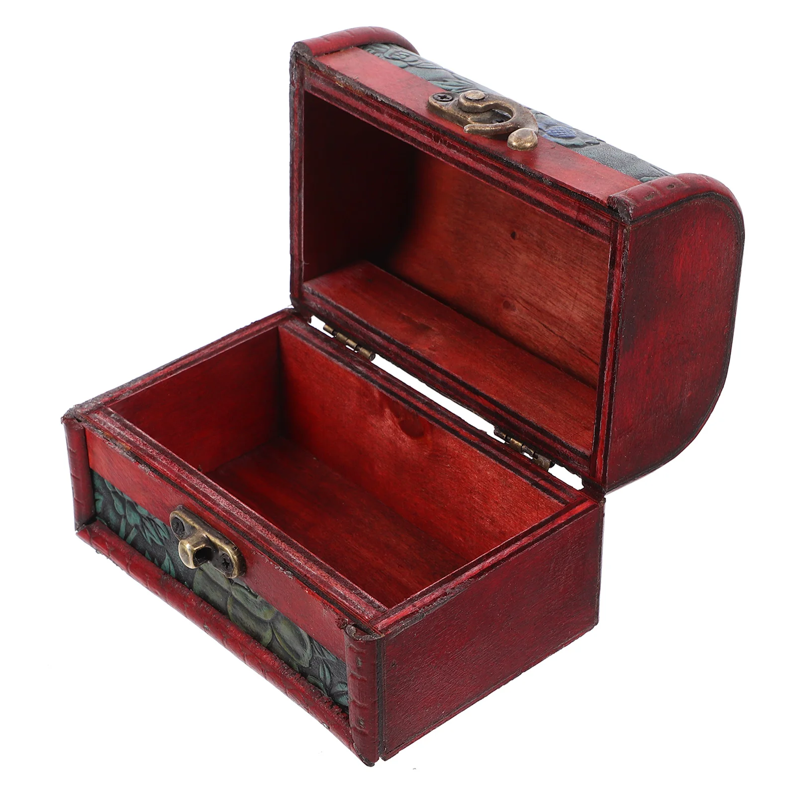 

Retro Teahouse Wood Storage Box Small Size Jewelry Organizer Leaf Yellow Prop Chest Wooden Case Vintage Style Home Decor