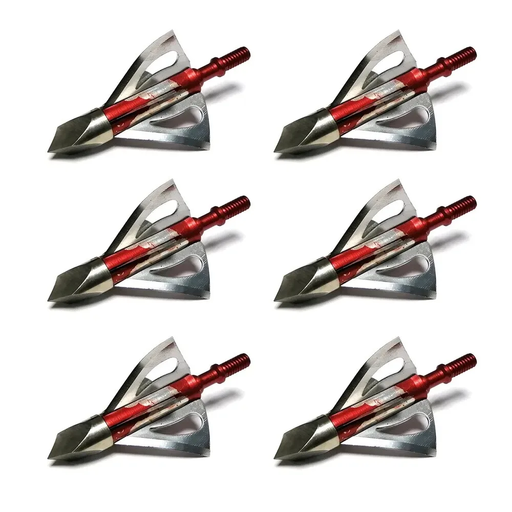 3/612PCs Red Spinning 6-Blade Broadheads Hunting Bow Archery Arrowheads Shooting Arrow Tip