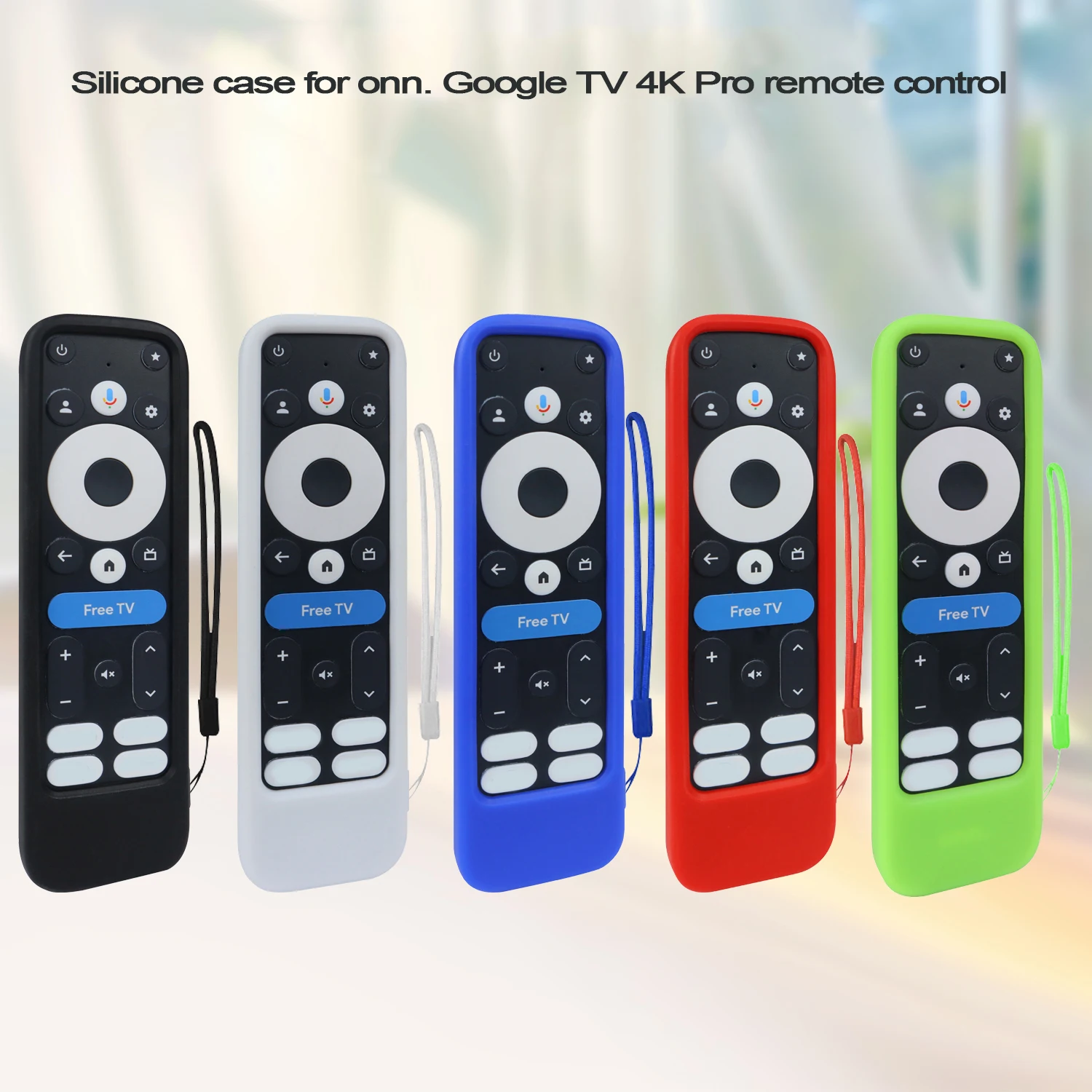 

Soft Silicone Case For onn Google TV 4K Pro 2024 Non-slip Remote Protective Cover Shell with Lanyard